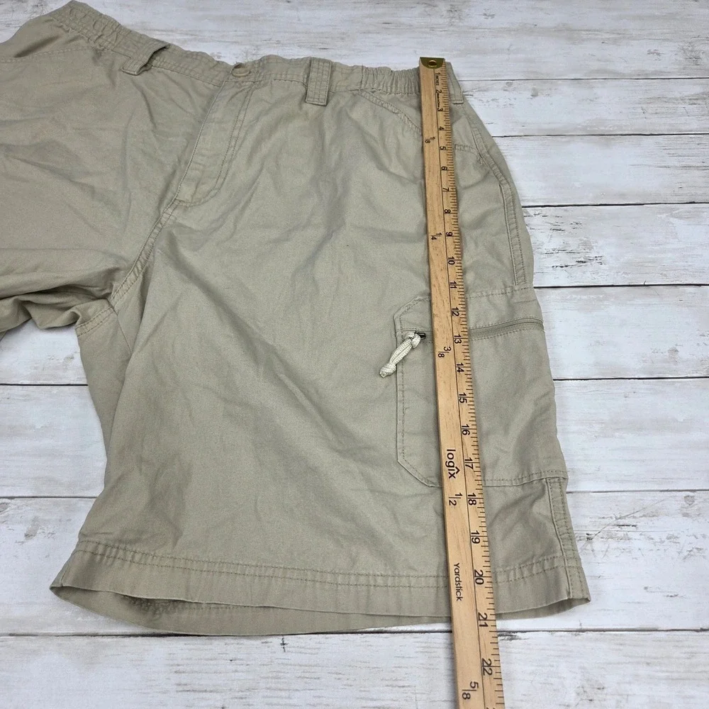 Alpine Design 945S9M11 Cargo Shorts Men XL Tan Cotton Elastic Waist Utility